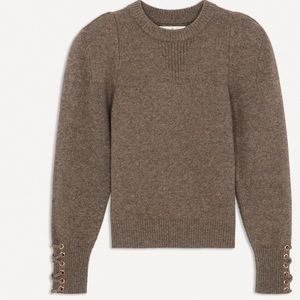 BA&SH Keane LONG SLEEVE Lace Up Cuff WOOL & Cotton Sweater Size M $345